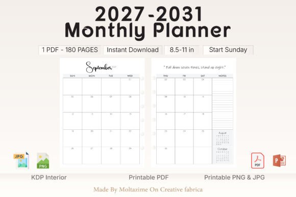 2027–2031 Monthly Planner Printable: Strategic Long-Term Planning for Personal and Professional Growth