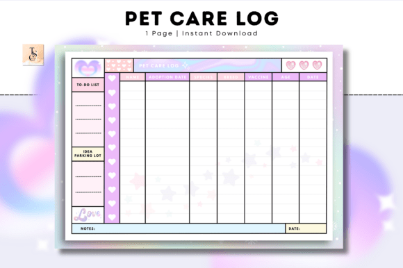 Cozy Pastel Planner Pet Care Log: A Simple and Cute Way to Stay Organized