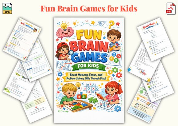 Fun Brain Games for Kids – 30-Page Activity Workbook to Boost Cognitive Skills