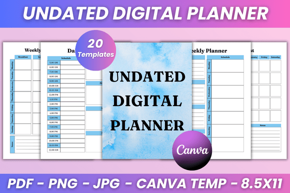 Undated Digital Planner Kdp Interior