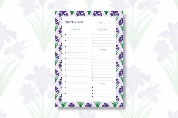 Watercolor Iris Daily Planner Template: A Handcrafted Tool for Structured Creativity